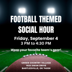 an event image for football themed social hour