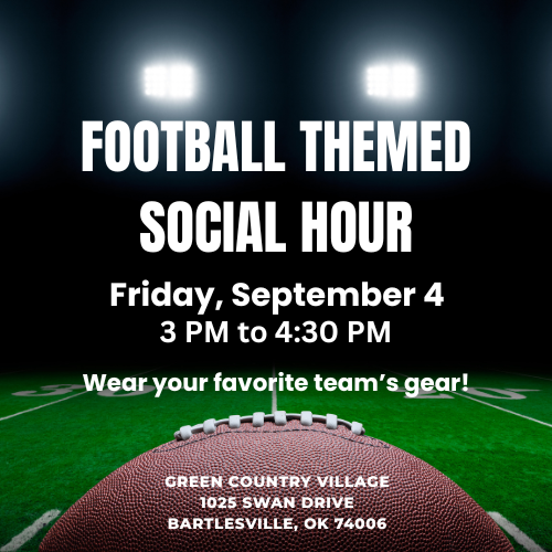 an event image for football themed social hour