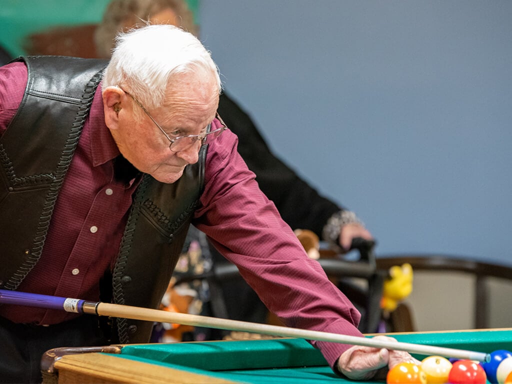 resident playing pool