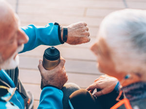 senior with smart watch